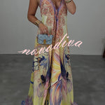 Bohemian Style Unique Print Sleeveless Backless Loose Maxi Dress