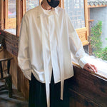 Ice Silk Chiffon Detachable Tie Drape Shirt