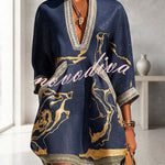 Aurelia Gilded Marble Linen Tunic Dress