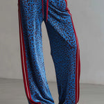 Leopard Print Hooded Sleeveless Top And Velvet Trousers Set