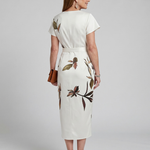 Cypress | Flutter Sleeve Wrap Botanical Print Midi Dress