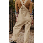 Women's Fleece Thermal Overalls With Zippered Pockets