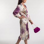 Valentina | Cross Wrap Tie Waist Printed Midi Dress