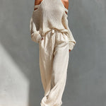 Canisse | High-neck mesh top and wide-leg trousers set