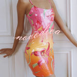 Fashionable Sequined Printed Suspender Slim-fit Mini Dress