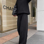 Knitted solid color loose casual suit
