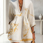 Aurelia Gilded Marble Linen Tunic Dress