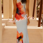 Floral Print Sleeveless Slim-fit Elegant Fishtail Maxi Dress