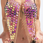 Sequin and Tassel Chest Chain