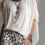Modern And Stylish White T-shirt And Leopard Print Chiffon Pants Set