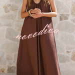 Solid Color Loose Sleeveless Casual Vacation Maxi Dress