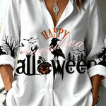 Halloween Shirt Featuring Evil Spirit and Jack-o'-lantern Patterns