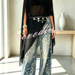 Stylish and Distinctive Leopard Print Denim High Rise Pocket Wide Leg Jeans