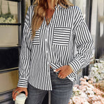 Zeagoo Roll Up Sleeve Button Down Lapel Blouse with Pocket Comfy Casual Loose Fit Shirt
