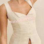 Fashionable Lace-trimmed V-neck Sleeveless Slim-fit Vest