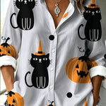 Halloween Shirt Featuring Evil Spirit and Jack-o'-lantern Patterns