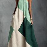 Tuscan Sun Geometric Patchwork Halter Dress