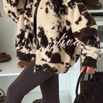 Soft and Fluffy Teddy Bear Fleece Material Contrast Color Long Sleeve Pocket Zipper Coat