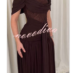 Maguire Chiffon Ruched Floral Lace Patchwork Off Shoulder Drape Gown Maxi Dress