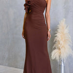 Fashionable Mesh Sleeveless One-shoulder Waist-revealing Maxi Dress