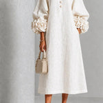 IVY™ | Floral Midi Dress with Rose-Cuff Sleeves