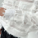 Tassel Striped Hollow Loose Shirt
