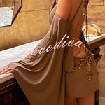 Alula Chain Sequin Embroidered Butterfly Kimono Slit Sleeve Backless Mini Dress