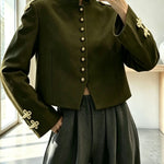 Napoleon Style Retro Rope Knot Decoration Stand Neck Long Sleeve Suit Jacket