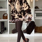 Soft and Fluffy Teddy Bear Fleece Material Contrast Color Long Sleeve Pocket Zipper Coat