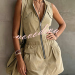Luna Sleeveless Zip Cargo Dress