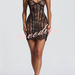 Jaya Floral Lace Contrast Structural Detail Back Lace-up Strapless Slit Mini Dress