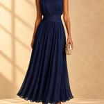 Iselle | Sleeveless chiffon maxi dress with ruched waist