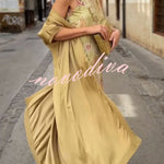 Riviera Unique Print Slit Tank Midi Dress and Satin Kimono Cover-up Two Pieces Set