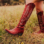 Vintage Western Cowboy Embroidered Knee-High Boots