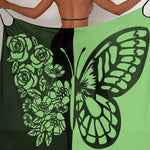 Fashionable Color-blocked Butterfly Print Resort Cover-up Midi Dress
