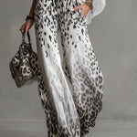 Modern And Stylish White Leopard Print Chiffon Pants