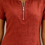 Susan | Cotton Linen Dress with Half-Zip