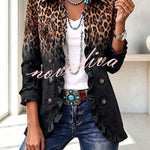 Stylish and Unique Printed Ruffle Trim Button-down Long Sleeve  Jacket