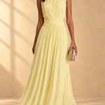 Iselle | Sleeveless chiffon maxi dress with ruched waist