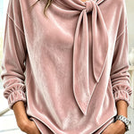 Celeste Velvet Flowing Blouse with Bow Detail