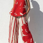 Abstract Brushstroke Sleeveless Tunic & Cropped Pant Set