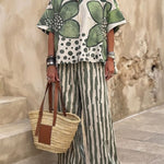 Floral Print Casual Two-Piece Pant Set