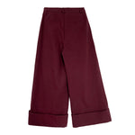 Cuffed Wide-leg Cotton High-rise Straight-leg Trousers