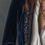 Marguerite | Navy Embroidered Longline Jacket