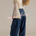 We The Free Denim Mid Rise Pocket Knotted Ankle Hem Lotus Balloon Jeans