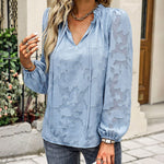 Zeagoo Zeagoo Boho Floral Print V Neck Shirt Long Sleeve Stylish Tops