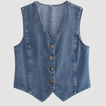 Two Pieces Sets Sleeveless Denim Vest Waistcoat Jacket Skirt Suit