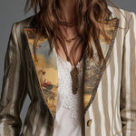 Bianca™ | Boho Striped Lapel Blazer