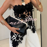 Floral Embroidered Lace Strapless Top