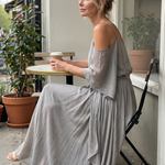 Marisol™ | Layered Drape Cold Shoulder Top Wide Leg Set
